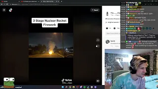 xQc reacts to 3 Stage Nuclear Rocket Firework Tik Tok