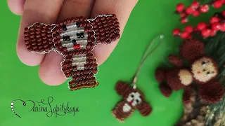 How to make a keychain (pendant) "Cheburashka" from beads (master class for children)