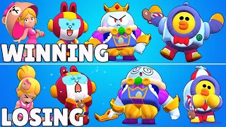 All New Brawlers + Skins Winning and Losing Pose | Skins Winning and Losing Animations