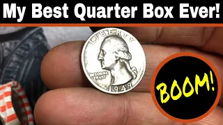 Silver Quarters Found Coin Roll Hunting - My Best Quarter Box Ever!