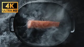 Free Stock Video: Cooking Salmon in a pan HD 4K