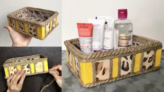 DIY Perfect Recycling Idea with Cardboard and Fabric | Jute Rope Crafts