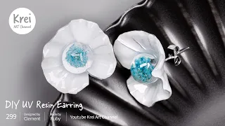 【UV レジン】DIYでドライフラワーを使ってピアスを作りました〜♪UV Resin -DIY Dried Flower in UV Resin Earring.