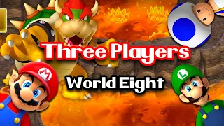 New Super Mario Bros. Wii – 3 players |  Walkthrough (100%) World 8