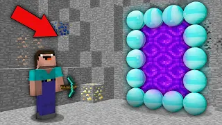 Minecraft NOOB vs PRO: NOOB DIGGING MINE BUT FOUND ROUND DIAMOND PORTAL! 100% trolling