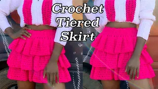 How to make a crochet tiered skirt/Beginner friendly #crochet #crocheting #crochettutorial
