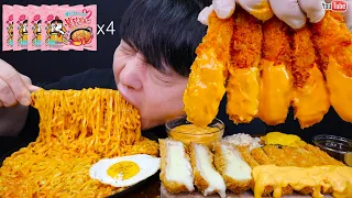 (드디어 119KG 진입 인증) 까르보불닭 & 치즈돈까스 & 새우튀김 먹방 CARBO FIRE NOODLES & CHEESE  PORK CUTLET & SHRIMP MUKBANG