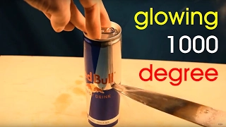 Glowing 1000 Degree Knife vs Red Bull ✔