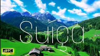 🎵4K UHD VÍDEO,🇨🇭SUÍÇA,Imagens Aéreas dos Alpes,Planícies e Vilas desse Belo País e Música Relaxante