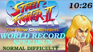 KEN Speedrun NEW World Record Normal Difficulty 10:26 - Super Street Fighter II The New Challengers