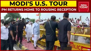 Modi Returns Home After Landmark U.S. Visit, BJP Chief JP Nadda, Others Greet PM On Arrival