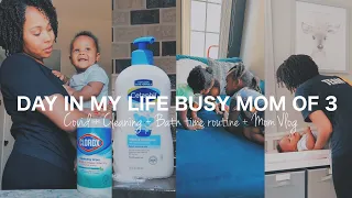 Day in the Life// Stay at home mom// Mom of 3// Getting Covid + Cleaning + Mom Vlog