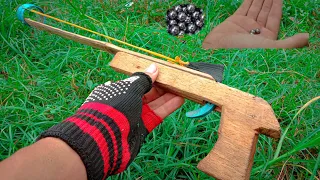 Wow, Amazing Slingshot Wooden DIY + Bamboo by how to Bird Hunting