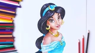 Уроки рисования. Как нарисовать ЖАСМИН с мультфильма "Алладин" how to draw Jasmine | Art School