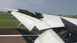 Emirates 777-300ER landing at Entebbe International Airport