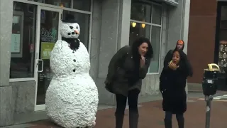 The scary snowman prank