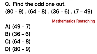 Q. Find the odd one out.(80 - 9), (64 - 8) , (36 -6), (7 - 49) | Csat preparation prelims 2023 UPSC