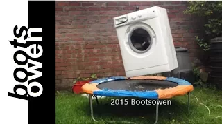 Washing machine brick bouncing on trampoline