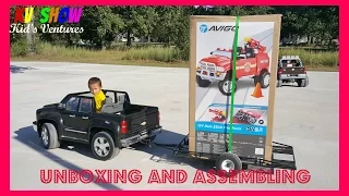 4yr Old Kid Hauling, Unboxing And Assembling His New Power Wheels Ride On Dodge Ram 3500 Firetruck!