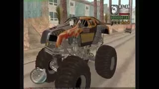 CJ likes to destroy San Andreas with a giant monster truck