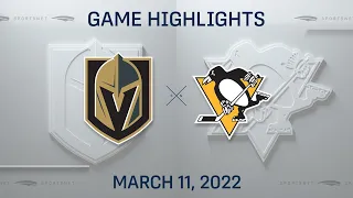 NHL Highlights | Golden Knights vs. Penguins - Mar 11, 2022