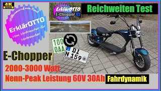 E-Chopper 50ccm 🔋⚡Reichweiten & Fahr Test ⚡🔋 Die längste und schnellste E-Fahrt in Spielfilm länge🤣❗