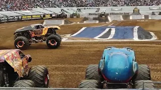 Max-D vs Shaker at Monster jam racing in Philadelphia