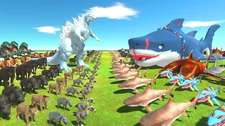 Shark Family VS Ice Team - Animal Revolt Battle Simulator