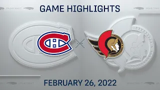 NHL Highlights | Canadiens vs. Senators - Feb. 26, 2022