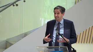 Minister Simon Harris addresses UCD researchers, 14th June 2021