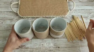 DIY | Handmade decoration idea with bamboo sticks and recycled cardboard