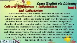 Cultural Differences Individualism and Collecttivism Learn English via Listening Level 3 Unit 39