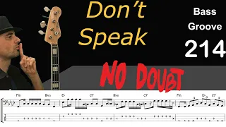 DON'T SPEAK (No Doubt) How to Play Bass Groove Cover with Score & Tab Lesson