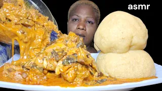 African food mukbang/ ogbono soup and garri fufu eating Sound mukbang