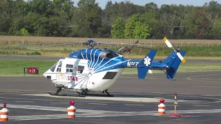 PENNSTAR BK-117 Helicopter Engine Start Up & Departure at Wing's Field