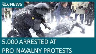 5,000 arrested at protests demanding jailed Russian Alexei Navalny’s release | ITV News