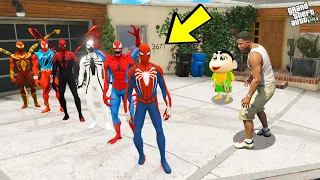 GTA 5 : Shinchan And Franklin Stealing Every SPIDERMAN Suit In Gta 5! (GTA 5 Mods)