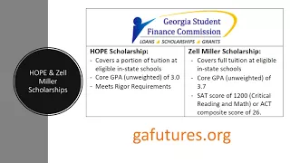 College Planning Overview Chapter 5- HOPE and Zell Miller Scholarships