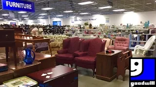 GOODWILL FURNITURE SOFAS ARMCHAIRS CHAIRS TABLES HOME DECOR SHOP WITH ME SHOPPING STORE WALK THROUGH