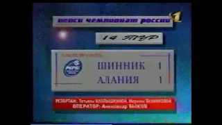 Шинник 1-1 Алания. Чемпионат России 1999