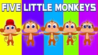 五只小猴子在床上跳 | 猴子为孩子们的歌曲 | 小猴子 童谣 | Five Little Monkeys | Kids Channel China | 儿童漫画和婴儿歌曲