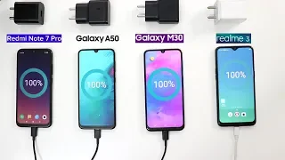Redmi Note 7 Pro Vs Samsung A50 Vs M30 Vs Realme 3 Charging Test Comparison