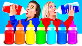 FLASCHE SÜßIGKEITEN GELEE Challenge! | Mukbang mit Farbigen Flaschen von BooBoom Challenge