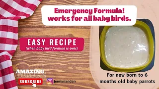 Emergency Baby Bird Formula!!When your baby bird formula is over/online order takes time,This works!