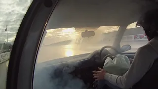 Peugeot 106 turbo air bag goes off in face during launch at Santa pod