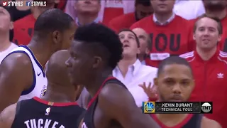 Kevin Durant gets technical foul   GS Warriors vs Rockets Game 2