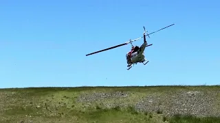 Cal Fire Bell UH1 Huey Departing Kneeland Heiltack Base (O19)