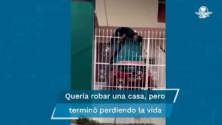 Ladrón intenta robar casa y queda ensartado en reja