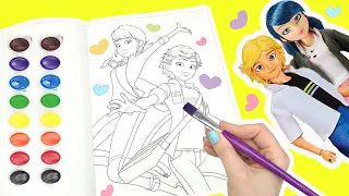 Miraculous Ladybug Coloring Book Pages with Marinette, Alya, and Adrien