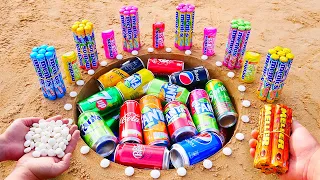 Mentos and Meller vs Coca Cola, Pepsi, Different Fanta, 7up and Many Other Sodas Underground!